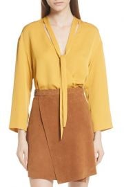 Theory   Silk Surplice Faux Wrap Blouse   Nordstrom Rack at Nordstrom Rack